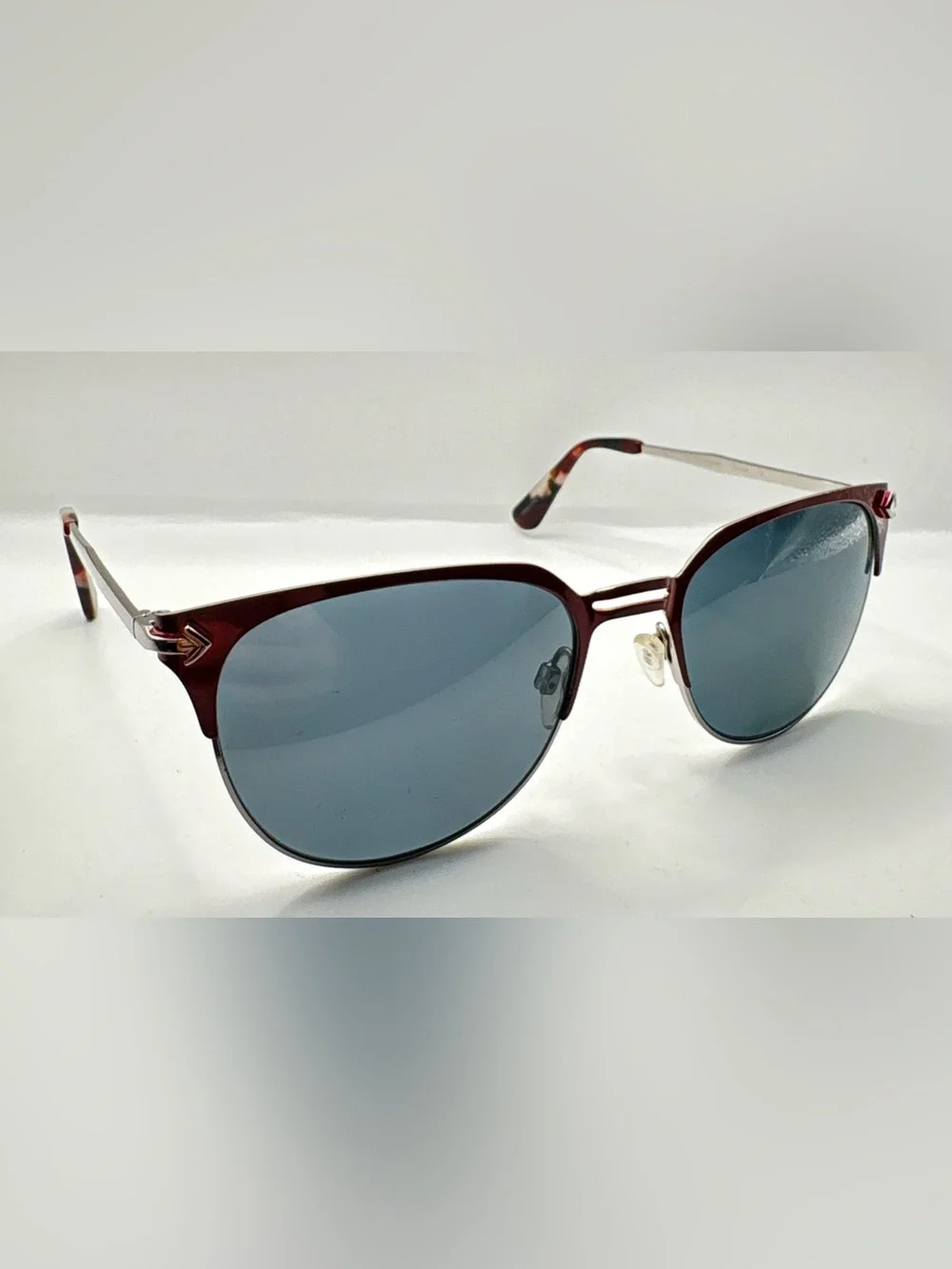 Via Spiga 423-S Burgundy Silver Oval Metal SUNGLASSES FRAMES ONLY